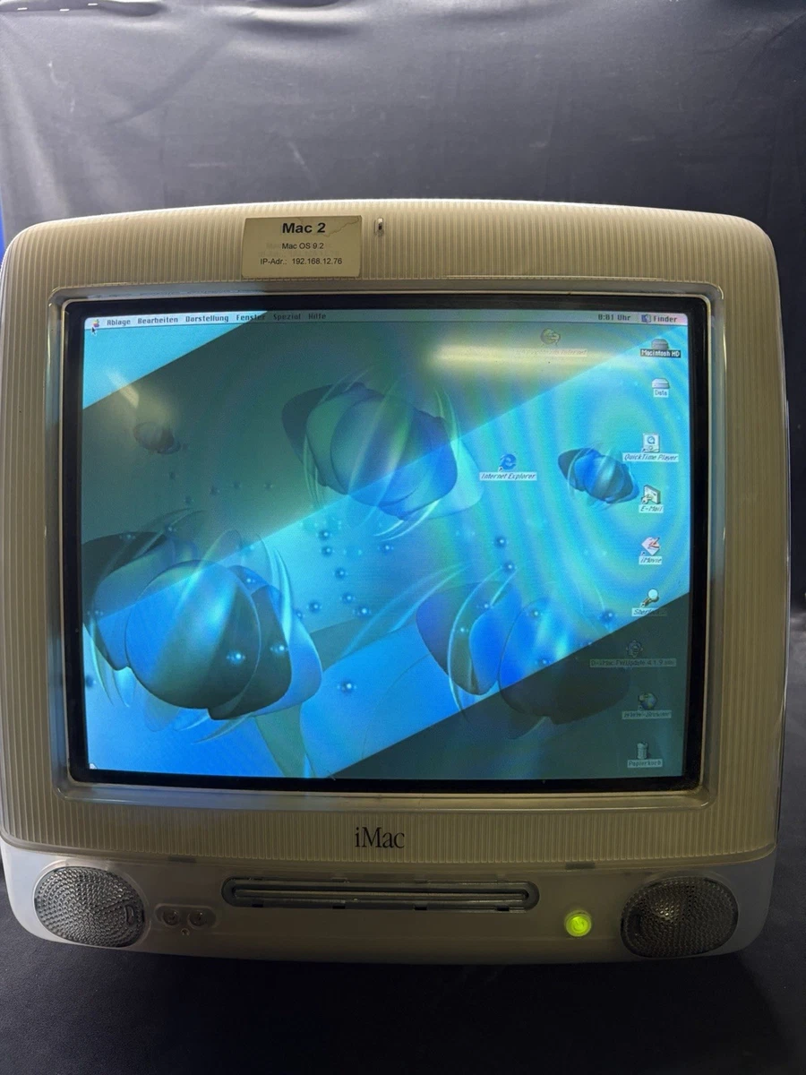 Apple iMac G3 M5521 azul índigo 15" CRT Vintage Mac OS 9 funciona