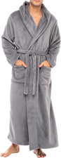 Mens Robe with Hood, Plush Fleece Hooded Mens Bathrobe, Big and Tall Bath Robe f