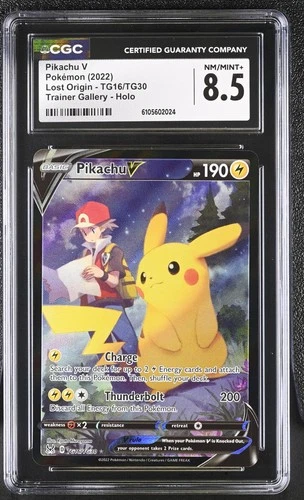 2022 Pokemon Pikachu V TG16/TG30 Lost Origin Trainer Gallery Holo CGC 8.5