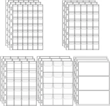 15 Sheets Plastic Coin 9-Hole 5 Sizes Pocket Pages Standard Currency... 