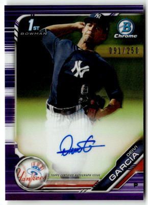 2019 Topps Bowman Chrome MLB No. CPA-DG Deivi Garcia On-Card Auto Purple 91/250