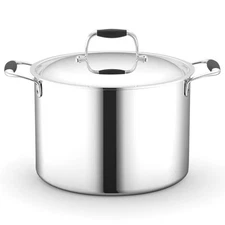 NutriChef 8qt Stockpot w/Lid 2.5mm Clad SS PFOA/PFOS FREE