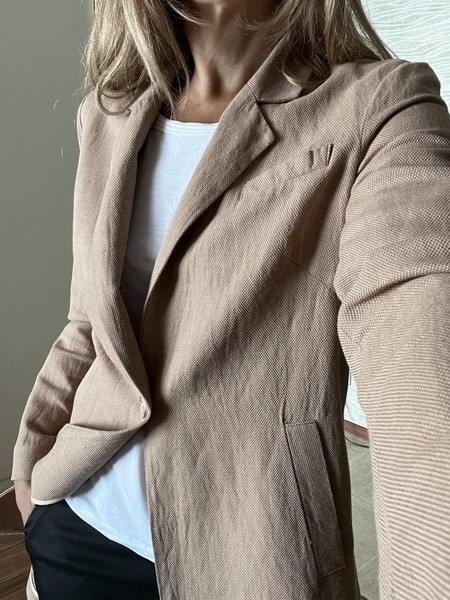 Women Gerry Weber Blazer Beige Linen Cotton 38 / M