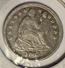 1845 P Seated Liberty Half Dime 5C Cents Coin Silver, Very Nice!
