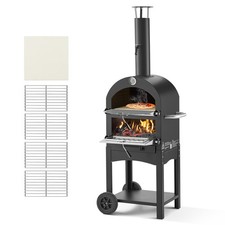 VEVOR 12 Zoll Outdoor-Pizzaofen Holzpellet-Pizzaofen 2-lagig Gebackene Farbe