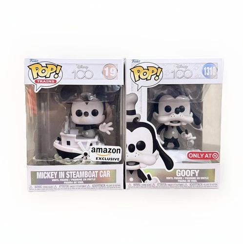 FUNKO POP! DISNEY 100 GOOFY (TARGET) & MICKEY IN STEAMBOAT CAR(AMAZON EXCLUSIVE)
