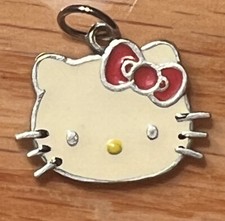 Rare HELLO KITTY Sterling Silver Enamel Charm Pendant Sanrio Italy