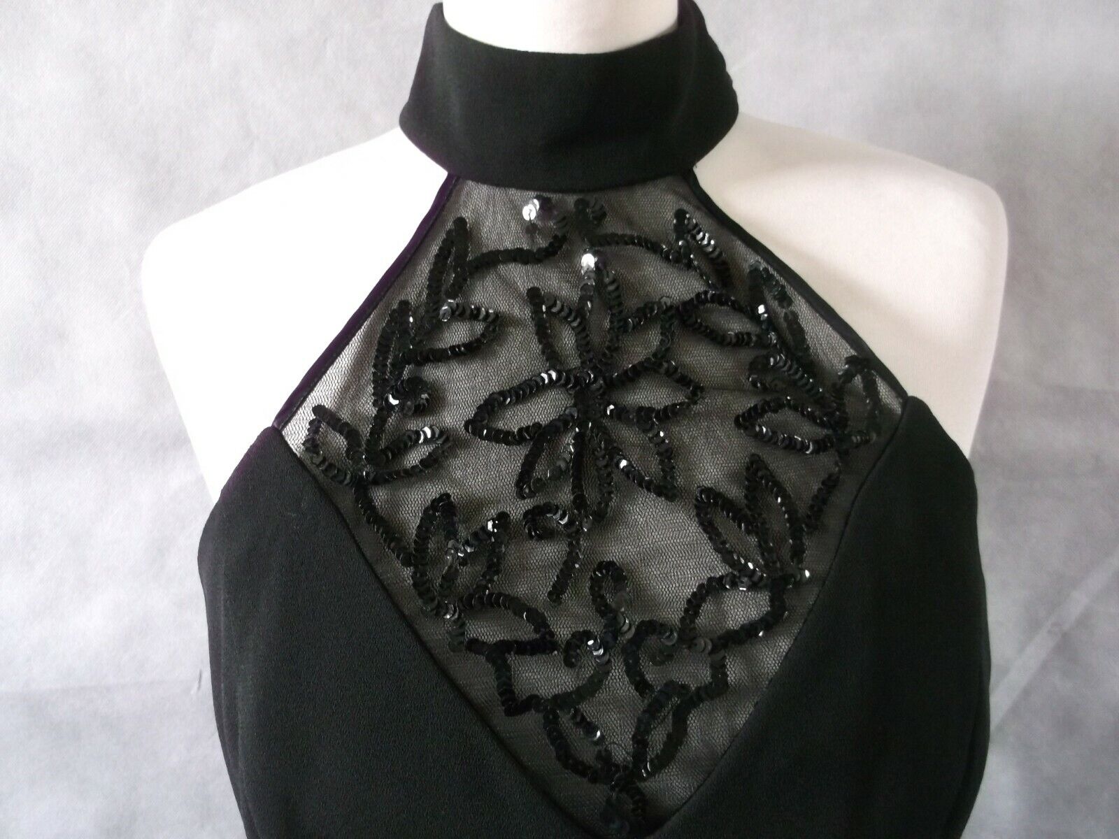 FRANK USHER long jewelled evening dress in black … - image 12