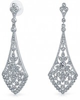Crystal Bridal Chandelier Pierced Ears Earrings Women Jewelry Rhodium Plated Crystal Bridal Chandelier Pierced Ears Earrings Women Jewelry Rhodium Plated
