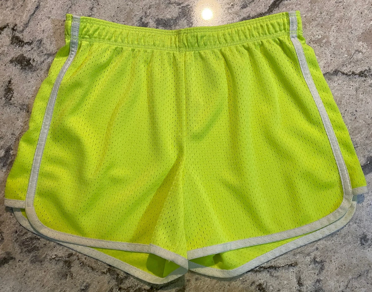 Justice Girls Athletic Mesh Shorts Size 14 - Neon Yellow & White