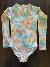  25523 Munster Girls LS One Piece Swimsuit, Size 14, Pastels Tie Dye
