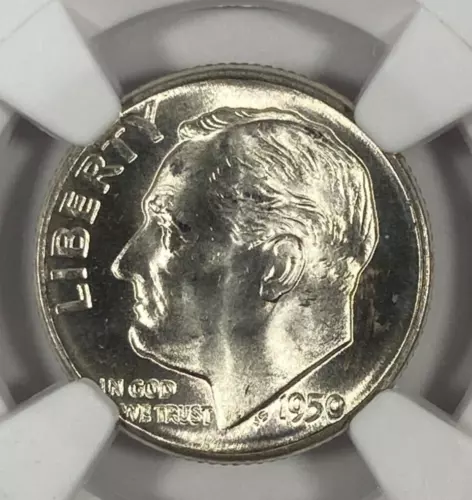 1950-D Roosevelt Dime. .10. NGC MS66. Full Torch.