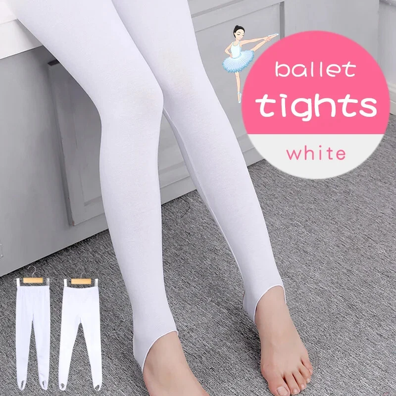 2 Pieces White/Black Ballet Tights Stirrup Pants Girls Dance Pantyhose Women - Image 3 of 4