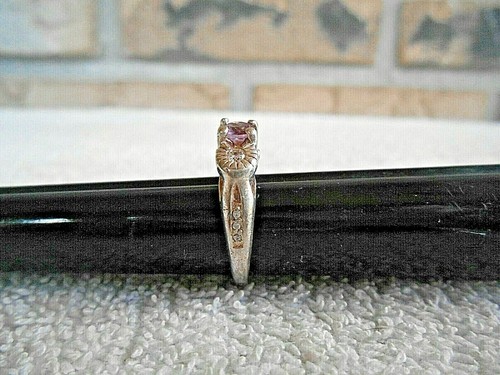 .925 STERLING SILVER WITH CLUSTER AMETHYST AND CZ'S LADIES RING. SIZE 4.75 - Picture 10 of 20