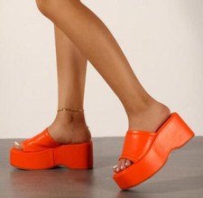 Womens Platform Sandals Slide Slip On Wedge High Heel Summer Slippers Shoes New