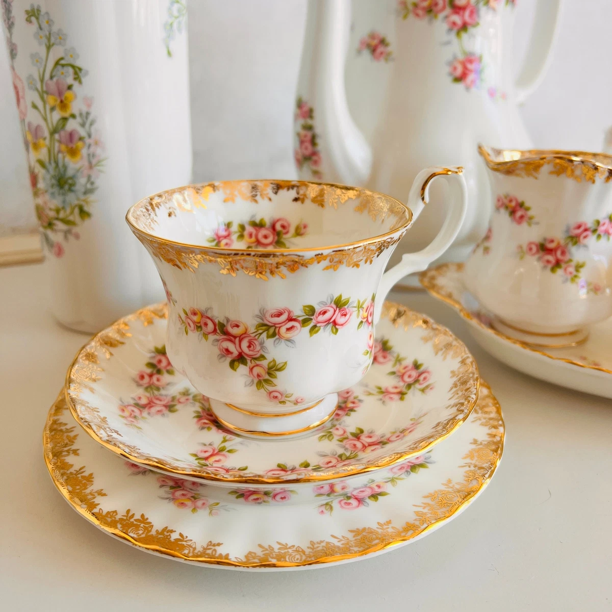 Royal Albert Dimity Rose China Set – 1969 Limited Edition, English