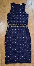 Michael kors studded blue sleeveless bodycon midi dress womens size XS