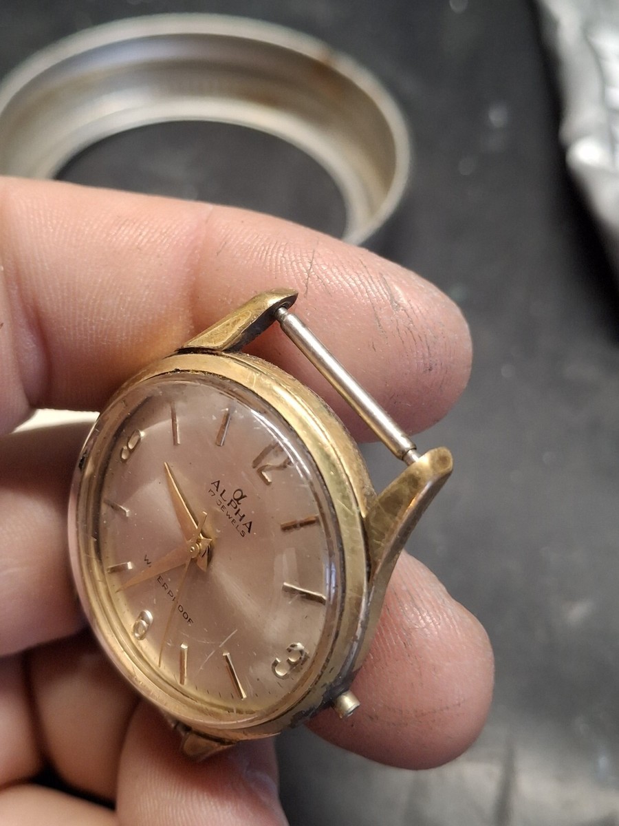 ALPHA ヴィンテージ時計 14金 Alpha 17 Jewel Gold Tone Mens Vintage 1960s Watch Mechanical