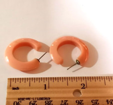 Vintage Pink Acrylic Hoops Pierced Earrings