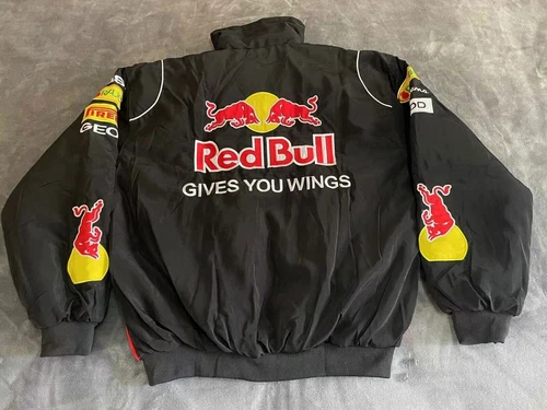 Unisex Adult Red Bull Jacket Ebroidered Cotton Padded F 1 Racing Jacket - Picture 26 of 36