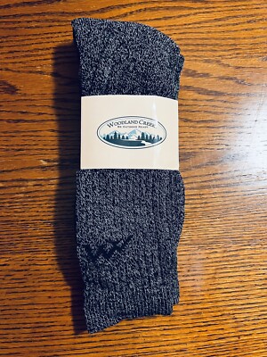 NEW Woodland Creek Men s Gray / Black Socks Pack Of Two, Shoe sz 6 - 12
