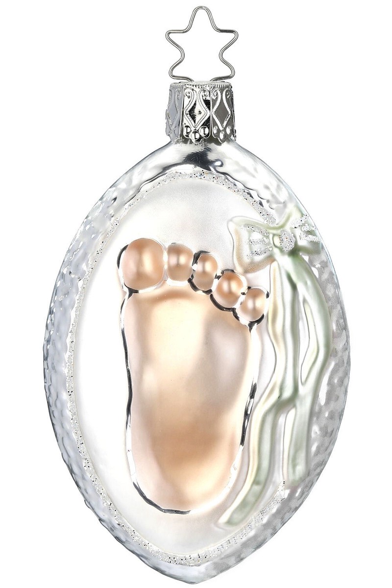 Inge-Glas Baby's Footprint 10123S023 German Glass Christmas Orn