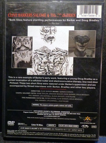 CLIVE BARKER'S SALOME & THE FORBIDDEN DVD OOP GREAT CONDITION FREE SHIPPING - Picture 2 of 3