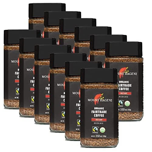Mount Hagen (Pack of 12) 3.53-Ounce Jars, Organic Freeze Dried Instant Coffee