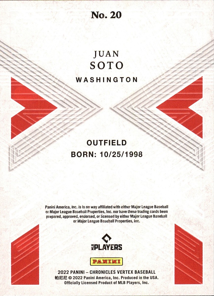 2022 Panini Chronicles Vertex #20 Juan Soto Nationals New York