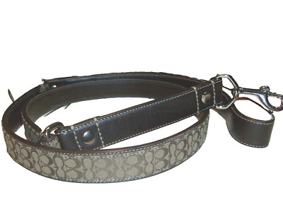 Coach Signature and Leather Dog Leash 4005 Khaki Mahogany Rare Large LN