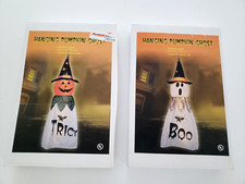 Lot of 2 Halloween Lighted Hanging 4 Foot Pumpkin Ghost Indoor Outdoor Open Box