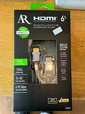 Acoustic Research HDMI Cable Silver Series 120 Hz 1080p HD 6 feet ARSH6 NEW