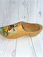 Vintage Dutch Wooden Shoe Hand Painted Made In Holland