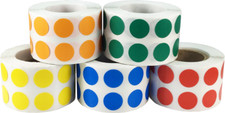 Primary 5 Colors Bulk Pack, 1/2 Inch Round, 1000 per Color, 5000 Total Labels
