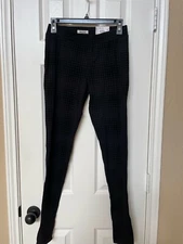 Mudd High Rise Junior Jegging Velour Plaid Accent Black  S  Pant NWT Retail $40