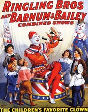 THE CHILDREN FAVORITE CLOWN CIRCUS SHOW USA VINTAGE POSTER REPRODUCTION FREE S/H