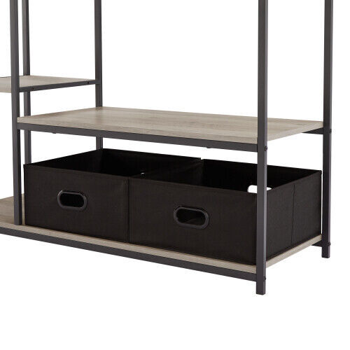 Organized Garment Rack Storage Closet System with Open Shelves and Hanging Rod - Picture 12 of 16