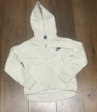 Nike Boys Small Beige Full Zip Hooded Jacket Cotton Blend Size 6