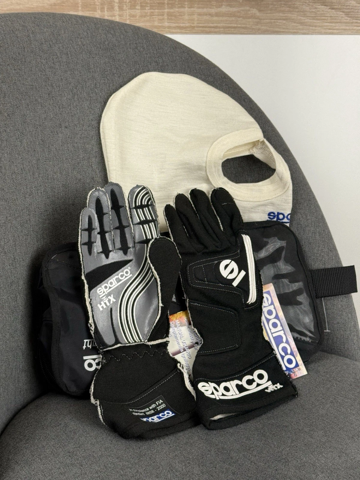 NWT Sparco HTX Race Gloves + Balaclava mask 2010 made in Italy size 7