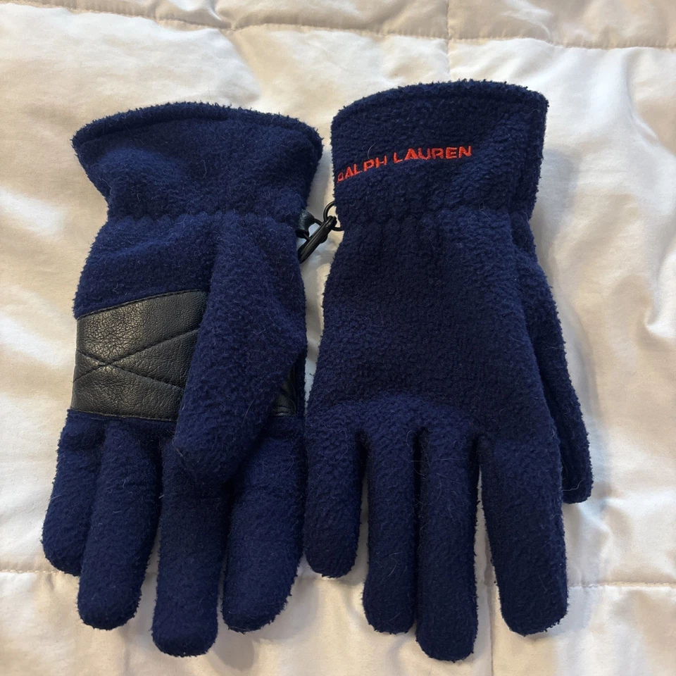 Guantes polar Ralph Lauren para mujer talla M/L azul marino rojo logotipo Foto 2 de 4