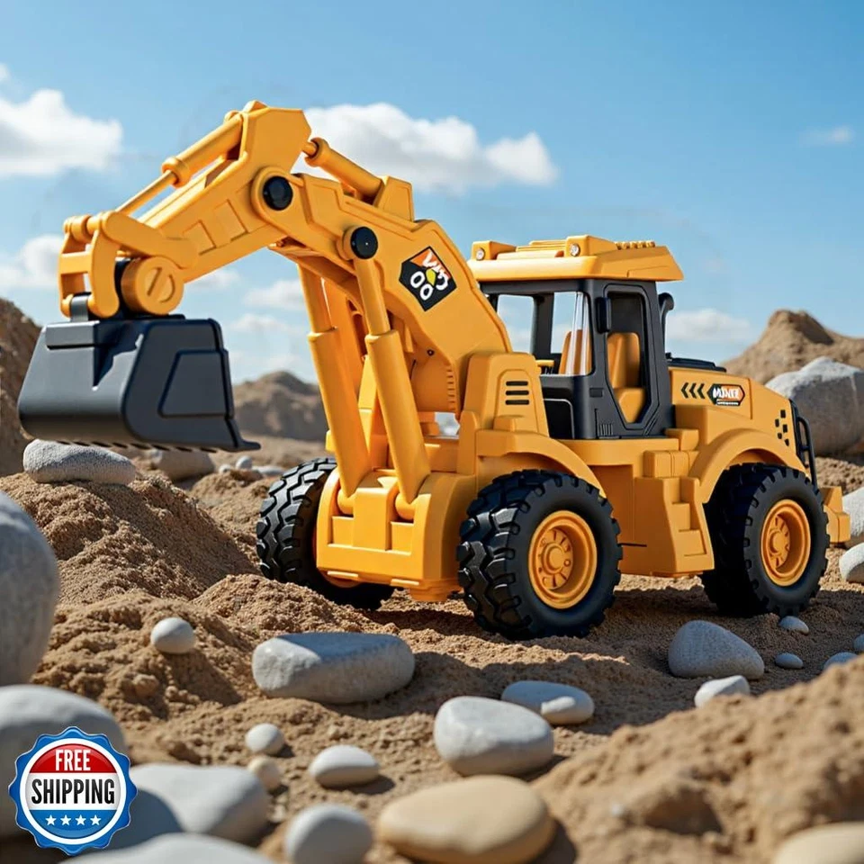 YySiRui 11" Excavator Toy, 1: 16 Scale, Rolling Wheels Inertia-Powered, Heavy - Image 2 of 4