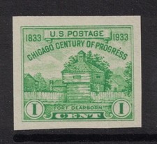 Scott 730A-1C Fort Dearborn, Siècle De Progrès- NGAI/ MNH 3C 1933- Timbre Neuf