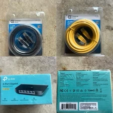 5-Port Gigabit Ethernet Switch W/a 15’&7’ CAT6 Cables. All “NEW” In Packaging.