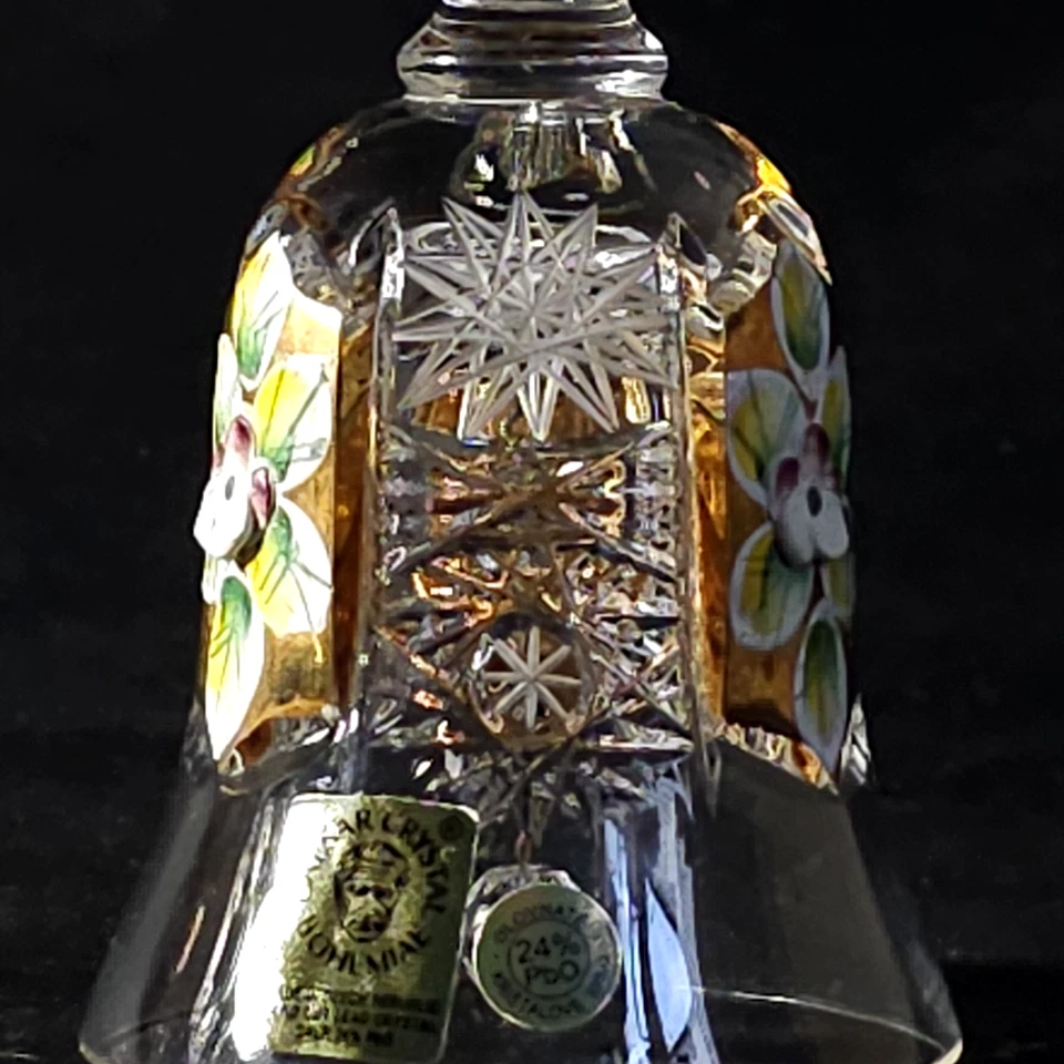 CEASAR кристалл эмали колокол, позолоченный w нанесены цветы, 5», сделано в Чехии - Изображение 4 из 4