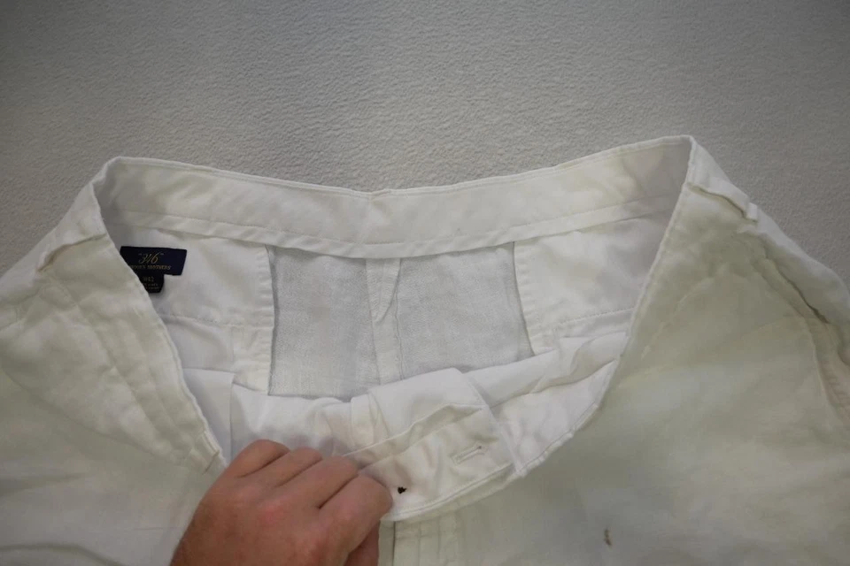 Pantalones Cortos Brooks Brothers de Lino Elastizados Blancos Informales Planos 8" INS Para Hombres Talla 42 Foto 4 de 4