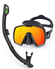 Freela Adult Dry Snorkel Set Scuba Diving Mask with Nose Cover for Men Women ...