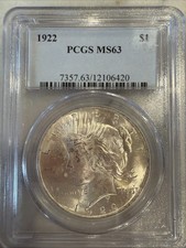 1922 Peace Dollar $1 PCGS MS63