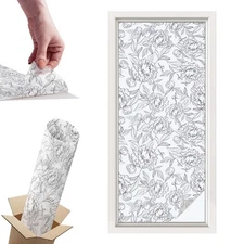 Easy DIY Frosted Window Film, Removable and Reusable Floral Motif Art