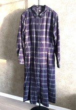 Uniqlo Flannel Check Dress Navy M Long Shirt Pocket Used