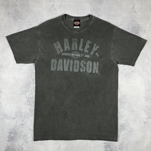 Camiseta gris lavada vintage Harley Davidson Henderson Big Logo para hombre... - Imagen 2 de 10